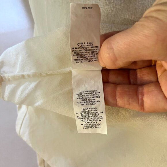 Joe Fresh Size XL Silk Short Sleeve Shirt Sheer Off-White - Picture 10 of 11